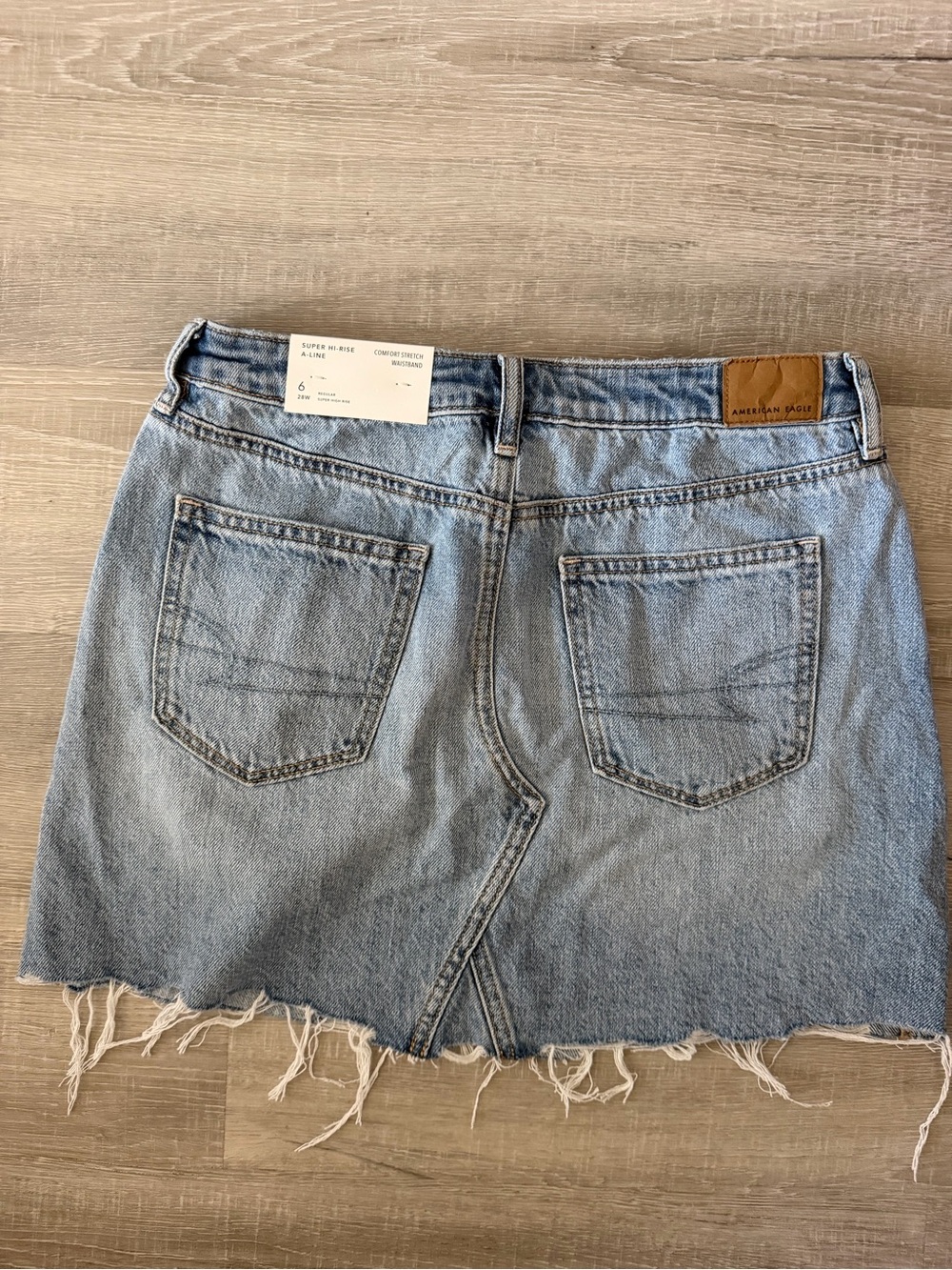 American Eagle Outfitters Light Blue Distressed Denim Mini Skirt